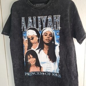 Aaliyah Black Graphic Tee - Princess of R&B